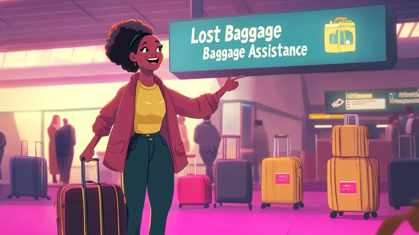 공항 수하물 분실 신고 영어 회화 팁 10가지 활기찬 공항, 수하물 찾는 곳, 분실 수하물 도움 표지판