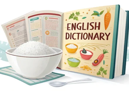 밥 영어로? 상황별 완벽 정리: Rice부터 Meal까지! 밥 영어 표현 학습: 밥그릇과 영어 사전 아이콘 이미지