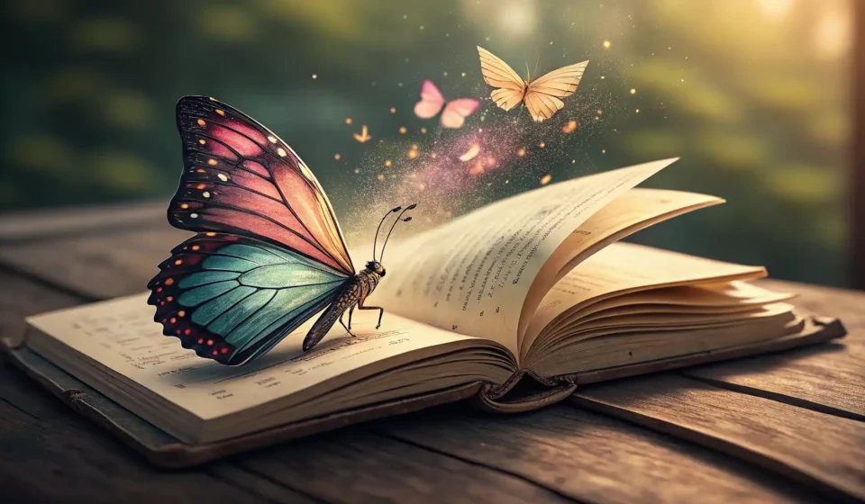 나비 영어로? Butterfly와 함께 날아오르는 영어 표현들 나비 그림과 영어 학습 노트를 보여주는 이미지, 나비 관련 영어 표현 배우기
