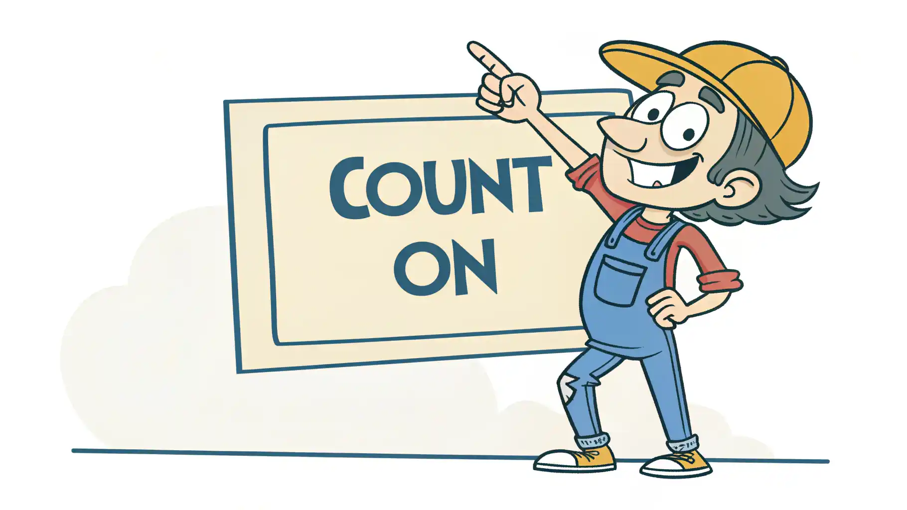 Count on 구문: 의존이나 기대를 표현하는 방법 영어로 영어 표현 'Count on'의 의미와 사용법을 설명하는 벡터 아트 이미지, 신뢰와 기대를 나타냄.