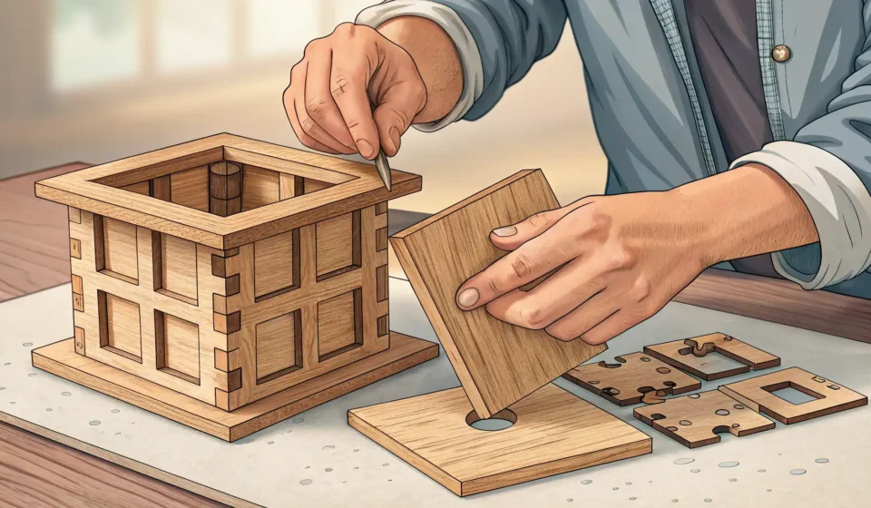 DIY 프로젝트, 영어로 자신 있게 설명하기! DIY 프로젝트를 하며 영어를 배우는 것을 상징하는 도구와 학습 아이콘 이미지