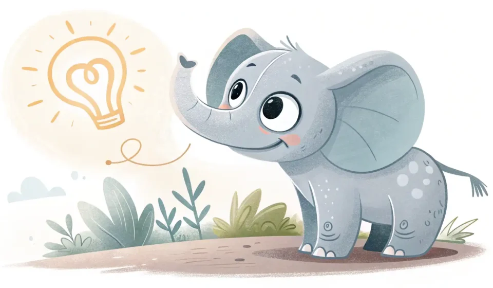 코끼리를 영어로? ‘Elephant’ 완벽 정복 가이드 코끼리 그림과 영어 학습을 상징하는 아이콘이 있는 '코끼리 영어로' 표현 배우기 썸네일 이미지