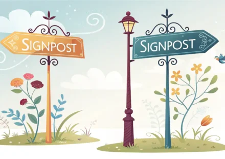 “Because of” vs “On account of”: 원인과 이유를 나타내는 영어 표현 완벽 정리 원인과 이유를 나타내는 영어 표현 'Because of'와 'On account of'의 뉘앙스 차이를 시각적으로 보여주는 두 개의 다른 표지판 이미지