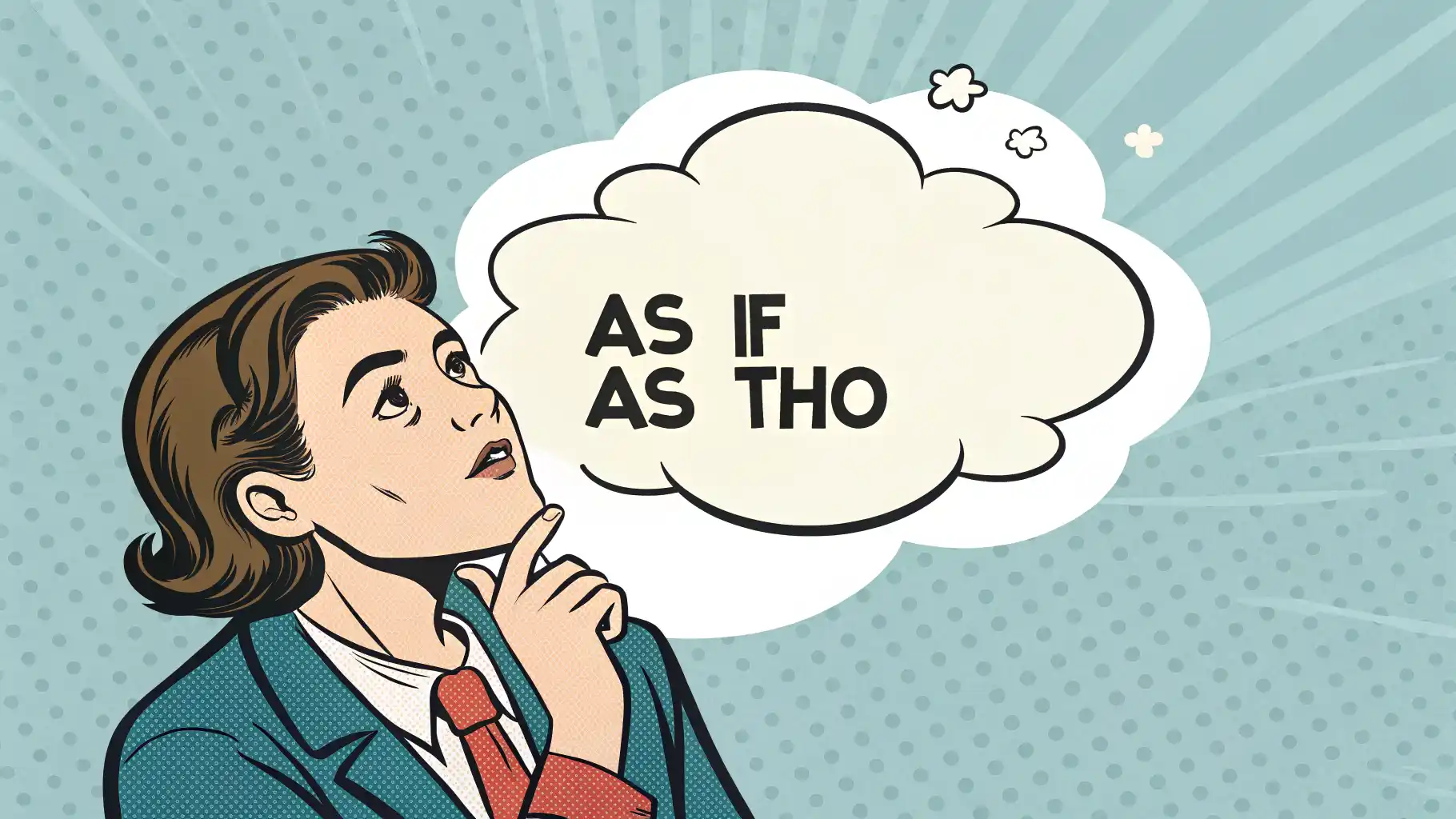 As if/though + 가정법 구문: 마치 ~인 것처럼 가정하여 표현하기 영어로 영어 표현 'as if/though' 가정법 구문 학습 벡터 이미지