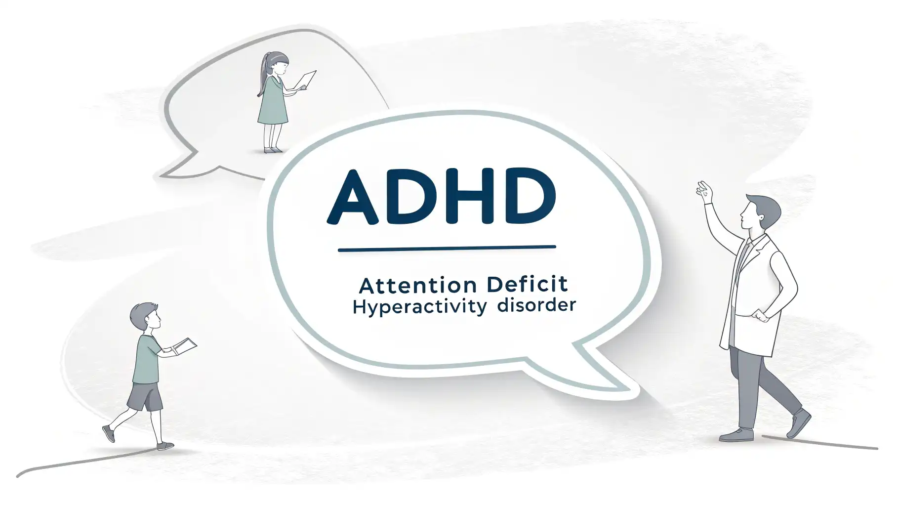 ADHD 영어로: 정확한 표현과 관련 대화 알아보기 ADHD 관련 영어 표현 배우기: ADHD, 주의력 결핍 과잉 행동 장애, 집중 어려움 등 관련 영어 단어와 문구가 담긴 말풍선 썸네일.