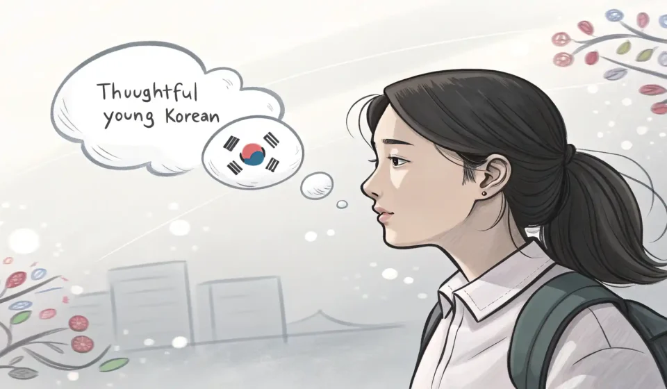 오빠를 영어로 어떻게 부를까요? 상황별 완벽 가이드 오빠를 영어로 표현하는 다양한 상황(가족, 친구, 연인)을 나타내는 아이콘이 담긴 말풍선을 보며 생각하는 여성 이미지 - 영어 표현 학습 가이드.