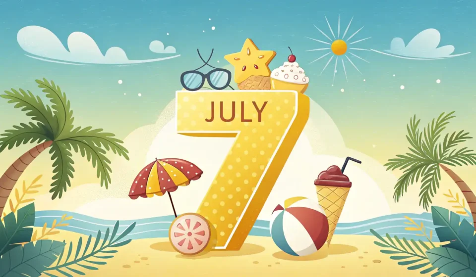 7월 영어로 완벽하게 말하는 법: July 발음부터 활용까지 7월 영어 표현 학습을 상징하는 여름 달력과 말풍선 아이콘 이미지
