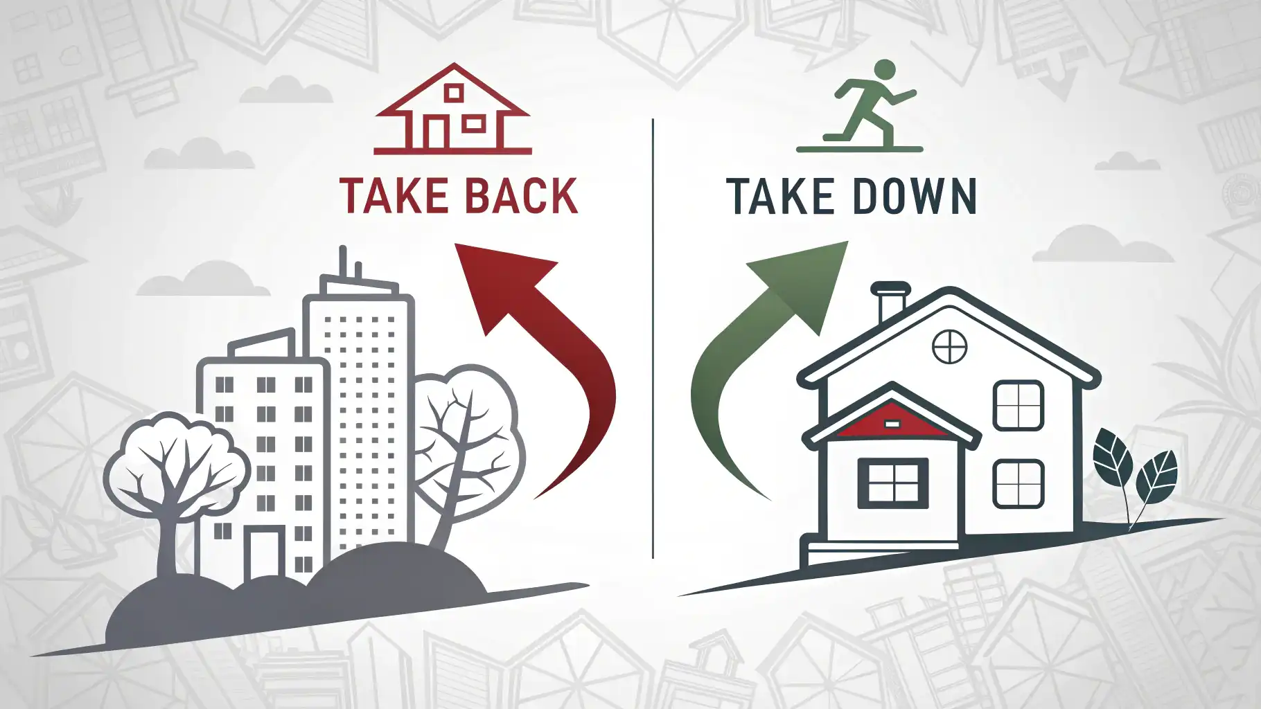 Take back vs. Take down: 돌려받고 기록하는 영어 표현 정복! Take back과 Take down 영어 표현의 차이를 보여주는 아이콘: 되돌려 받는 행동과 받아 적는 행동 비교