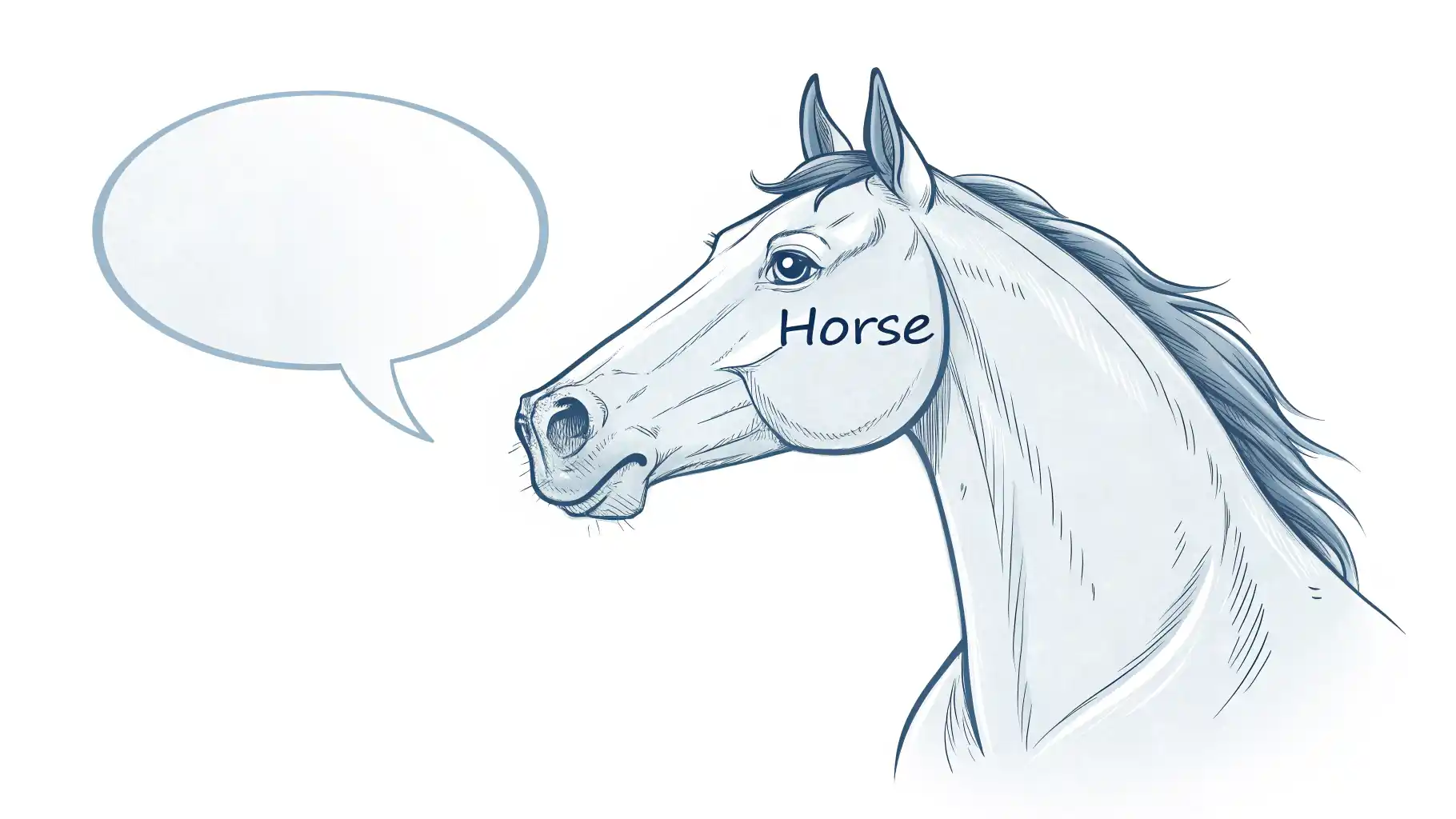 From the horse’s mouth 구문: 신뢰할 수 있는 직접적인 출처를 표현하는 영어 표현법 영어로 영어 표현 'From the horse's mouth'의 의미를 나타내는 말과 말풍선 라인 아트 그림