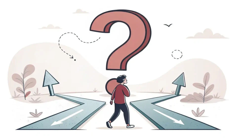 As to Whether: ‘~인지 아닌지에 관하여’ 영어로 자연스럽게 표현하기 '~인지 아닌지에 관하여'를 뜻하는 영어 표현 'as to whether' 사용법을 나타내는 물음표와 갈림길 아이콘 이미지