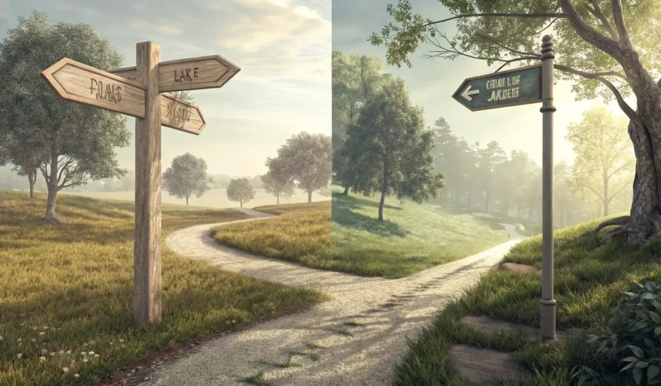 “At last”와 “Finally”, 언제 어떻게 다를까? + 결론 표현 정리 영어 표현 'At last'와 'Finally'의 미묘한 차이와 결론 표현 사용법을 시각적으로 나타낸 이미지.