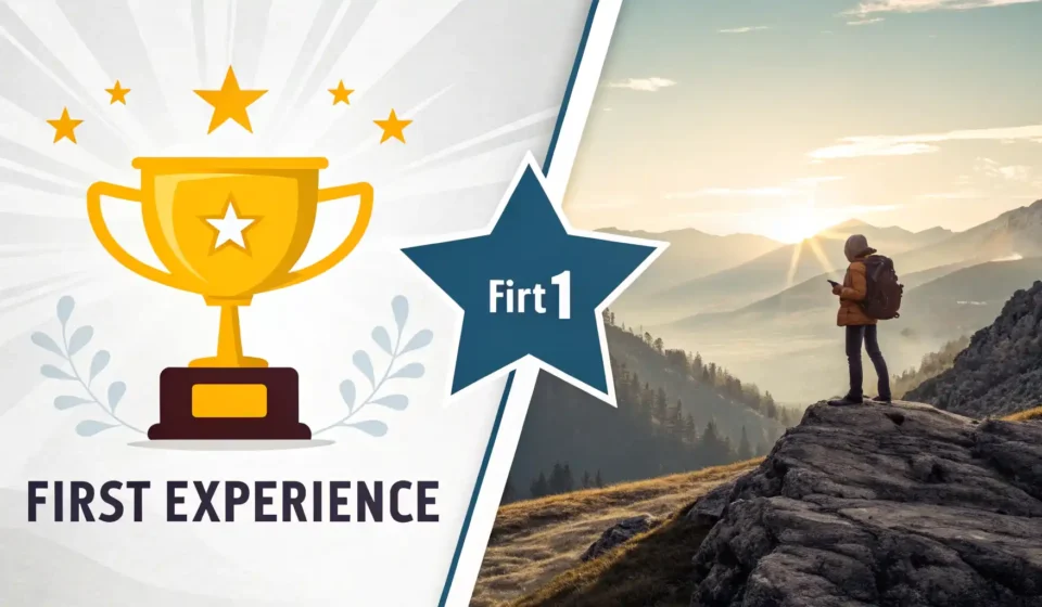 “For the first time” vs. “Initially”: 최초 경험, 영어로 정확하게 표현하는 법 For the first time과 Initially 영어 표현의 미묘한 차이를 시각적으로 나타내는 이미지