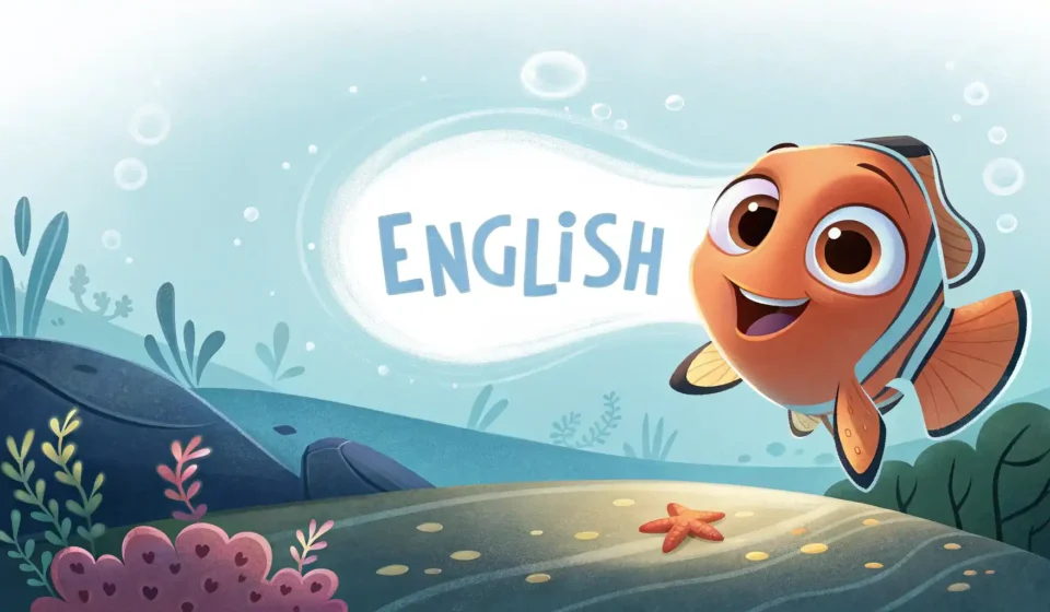 물고기 영어로? Fish! 기본부터 심화까지 완벽 정복 물고기 관련 영어 표현 학습을 상징하는 물고기와 영어 아이콘 일러스트