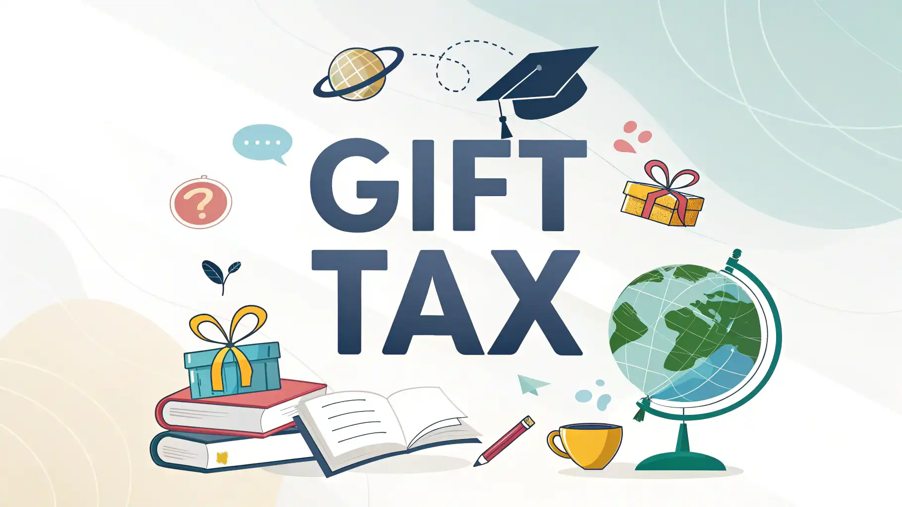 증여세 영어로 알아보기: Gift Tax 완벽 정리 선물 상자와 세금 서류 아이콘 옆에 'Gift Tax'라고 쓰여 있는 이미지, 증여세 관련 영어 표현 학습 콘텐츠임을 나타냄.