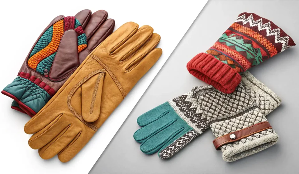 장갑 영어로? Gloves부터 Mittens까지 완벽 정리! 다양한 종류의 장갑 이미지와 영어 학습을 상징하는 아이콘이 분할 화면으로 표시된 썸네일