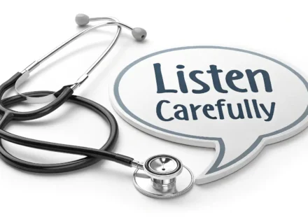 해외에서도 걱정 끝! 건강검진 관련 필수 영어 표현 총정리 건강검진 관련 영어 표현 학습을 상징하는 청진기와 영어 말풍선 아이콘 썸네일 이미지