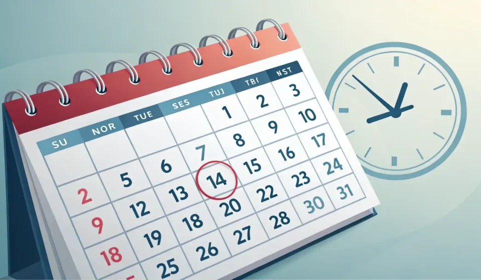 약속 잡기 영어로? 완벽 가이드: 예약부터 변경, 취소까지 캘린더와 시계, 말풍선 아이콘으로 영어 약속 잡기, 변경, 취소 표현 학습을 시각적으로 나타낸 이미지.