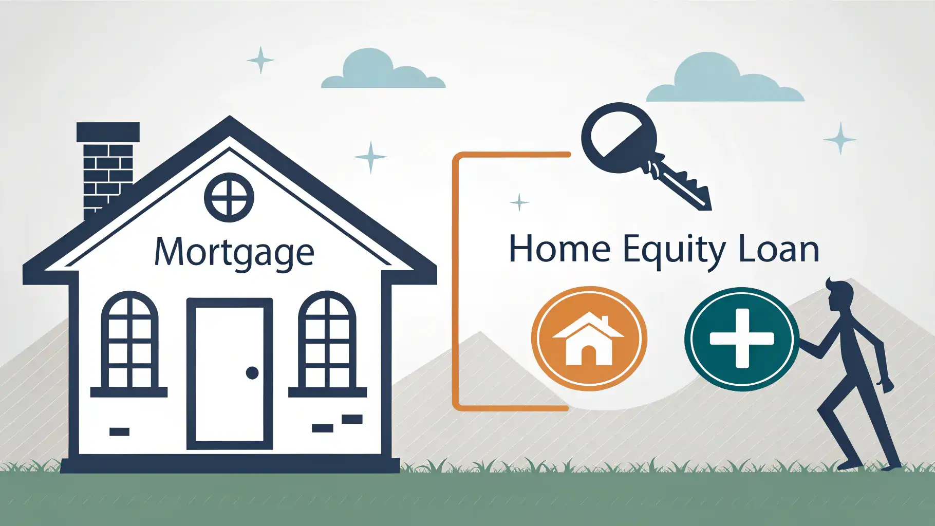 주택담보대출 영어로: Mortgage vs. Home Equity Loan 완벽 정리 주택담보대출 관련 영어 표현 학습: 'Mortgage'와 'Home Equity Loan'의 차이를 설명하는 비교 일러스트 썸네일.