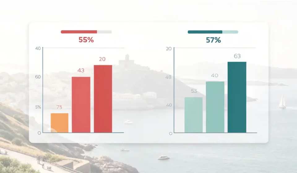 “For the most part” vs “Mostly”: “대부분”을 영어로 정확하게 표현하는 법 대부분을 의미하는 영어 표현 'Mostly'와 'For the most part'의 미묘한 차이를 시각적으로 비교하는 막대 그래프 아이콘.