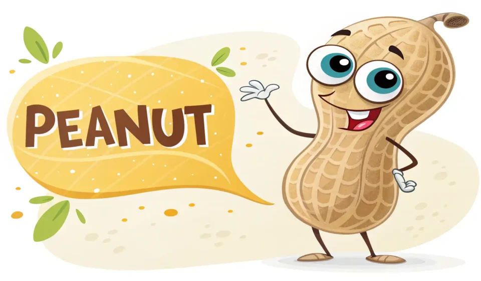 땅콩 영어로 완벽 정복: ‘Peanut’부터 다양한 표현까지 땅콩 그림과 영어를 상징하는 말풍선 아이콘이 있는 영어 표현 학습 썸네일