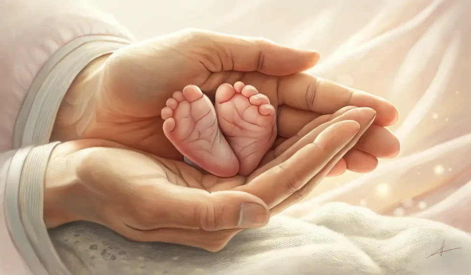 조산 영어로: 정확하고 자연스럽게 표현하는 방법 조산 관련 영어 표현 학습을 상징하는 아기 발과 영어 학습 아이콘 이미지