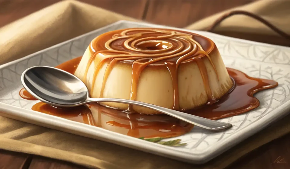 푸딩 영어로? 달콤한 디저트, 영어로 자신 있게 주문하고 설명하기 맛있는 캐러멜 푸딩 이미지와 함께 영어 표현 학습을 상징하는 아이콘들