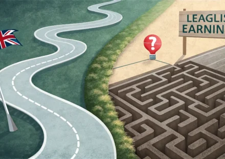 Sooner or Later vs Eventually: 필연적 결과, 영어로 이렇게 말해요! 'Sooner or later'와 'Eventually'의 뉘앙스 차이를 시각적으로 보여주는 이미지: 명확한 목표로 이어지는 길과 불확실한 미래를 상징하는 안개 속 길.