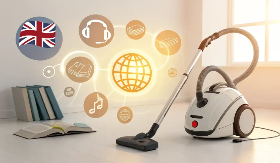 청소기 영어로? 완벽 정리! Vacuum Cleaner 표현 완전 정복 청소기 관련 영어 표현 학습을 나타내는 썸네일 이미지