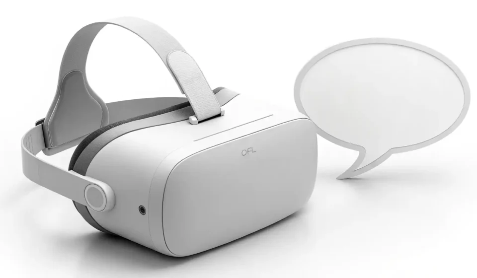 VR 체험관 기기 사용법, 영어로 자신 있게 물어보세요! VR 헤드셋과 영어 학습을 상징하는 영국 국기 말풍선 아이콘이 있는 썸네일 이미지
