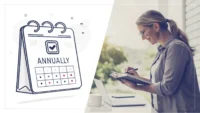 외상후스트레스장애, 영어로 말해보자 'Year after year'와 'Annually'의 차이 및 연속 연간 영어 표현을 시각적으로 비교하는 달력 아이콘 이미지