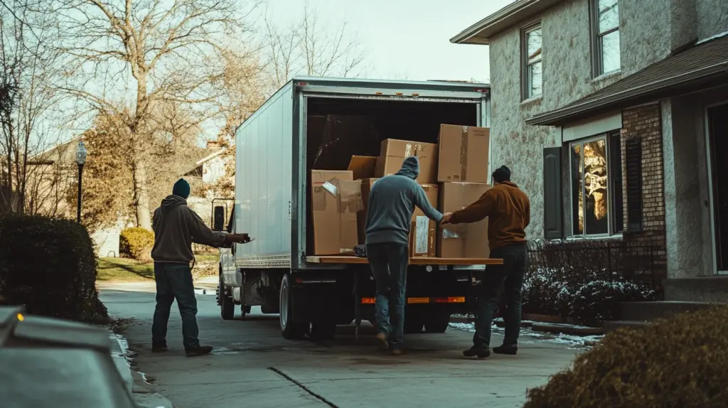 Movers loading furniture onto a truck