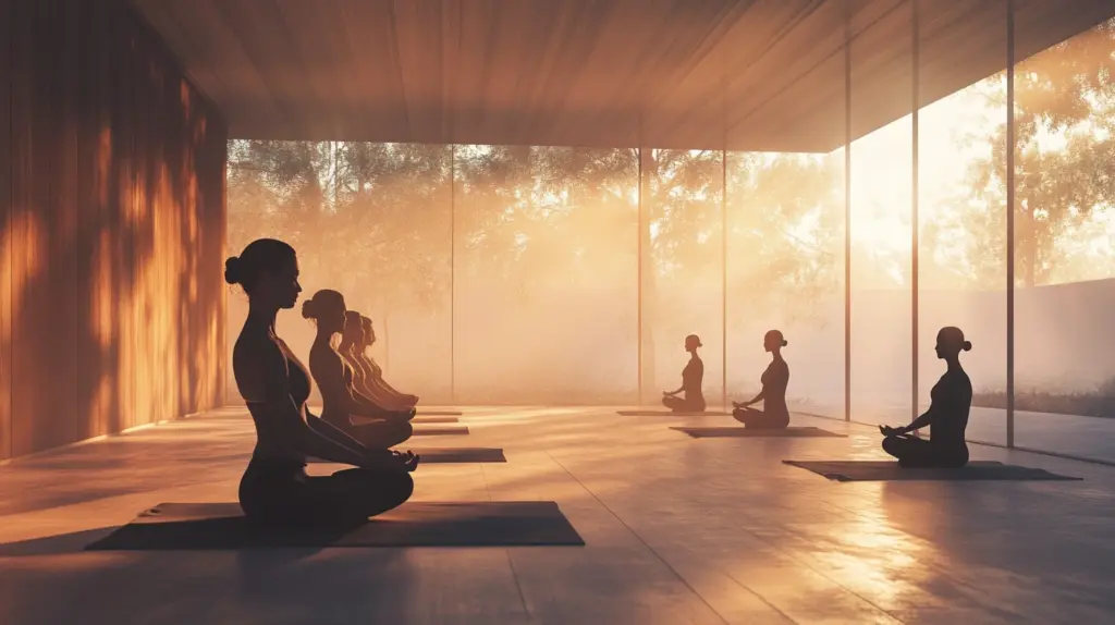 Peaceful meditation in yoga class