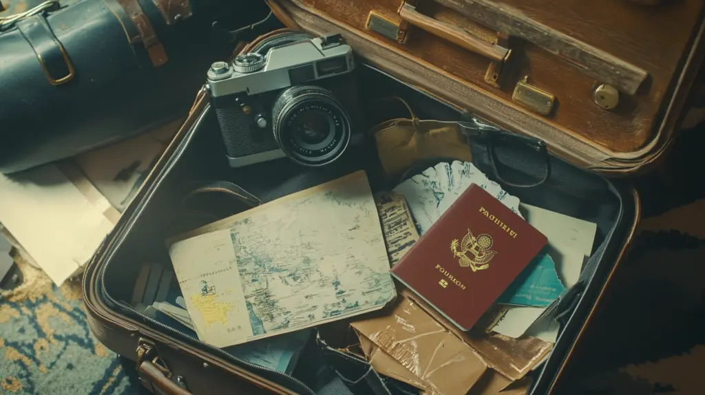 Suitcase with travel items