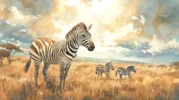 Zebra family interaction in natural habitat