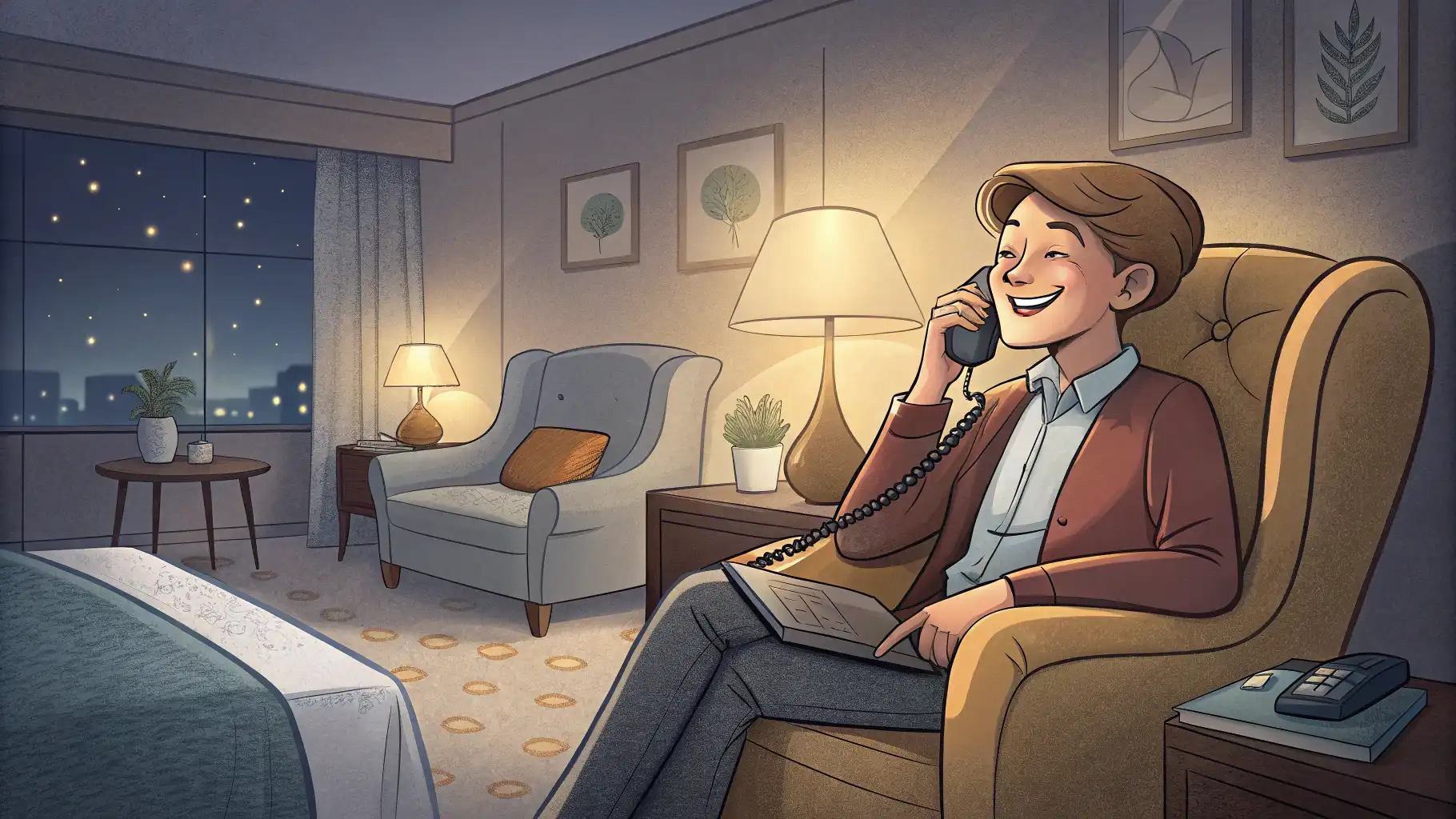 호텔 객실에서 프런트 데스크에 전화하여 추가 수건을 영어로 요청하는 대화 예시