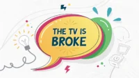 호텔 TV 고장 관련 영어 회화 표현 배우기 - 고장난 TV 아이콘과 영어 문구가 강조된 썸네일.