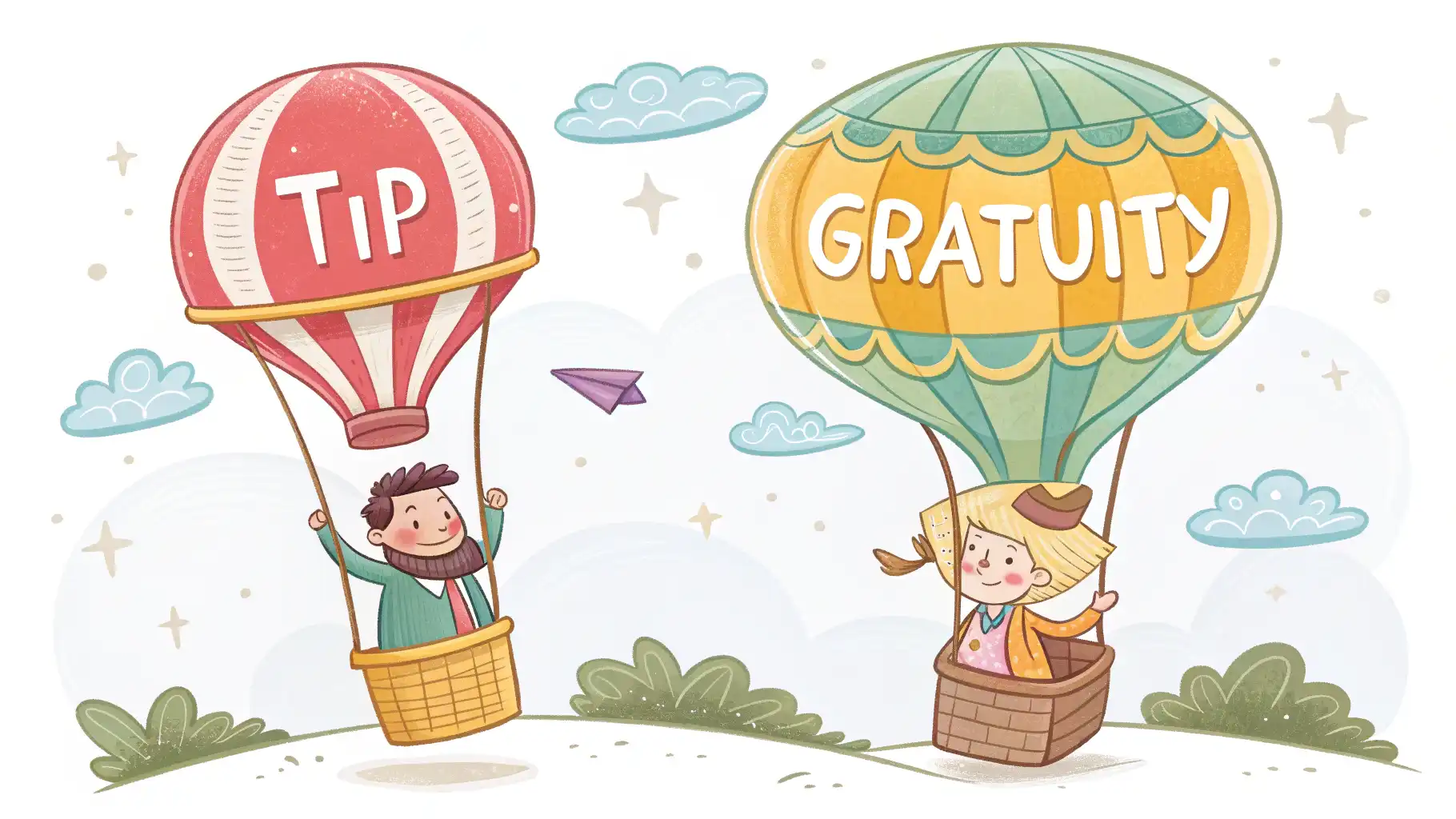 골프장에서 팁 관련 영어 단어 'Tip'과 'Gratuity'를 배우는 것을 나타내는 이미지
