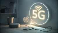 5G 기술 관련 영어 표현 학습을 상징하는 5G 로고와 말풍선 아이콘 이미지