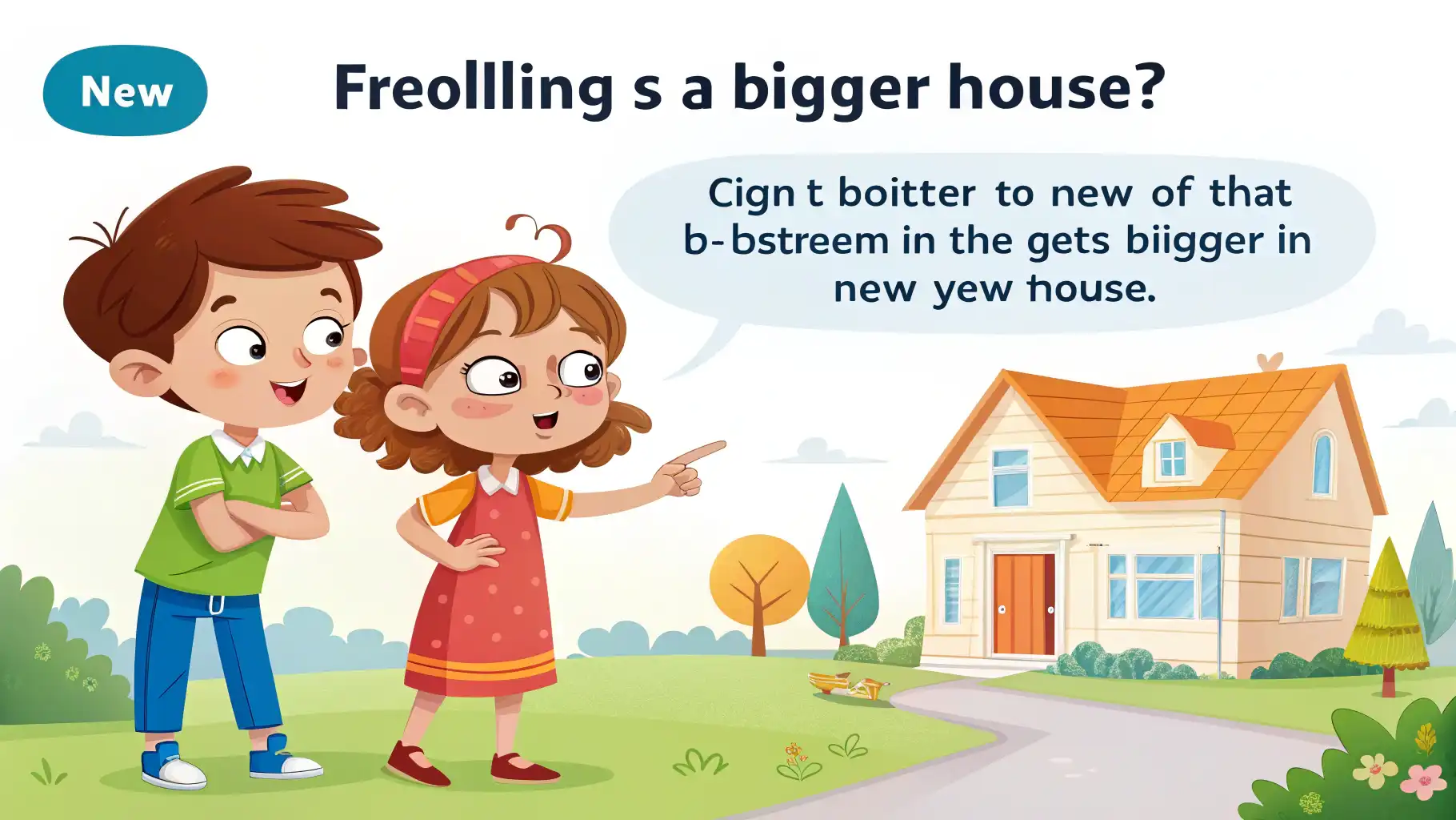 A sibling negotiating who gets the bigger bedroom in a new house. 영어 학습 이미지