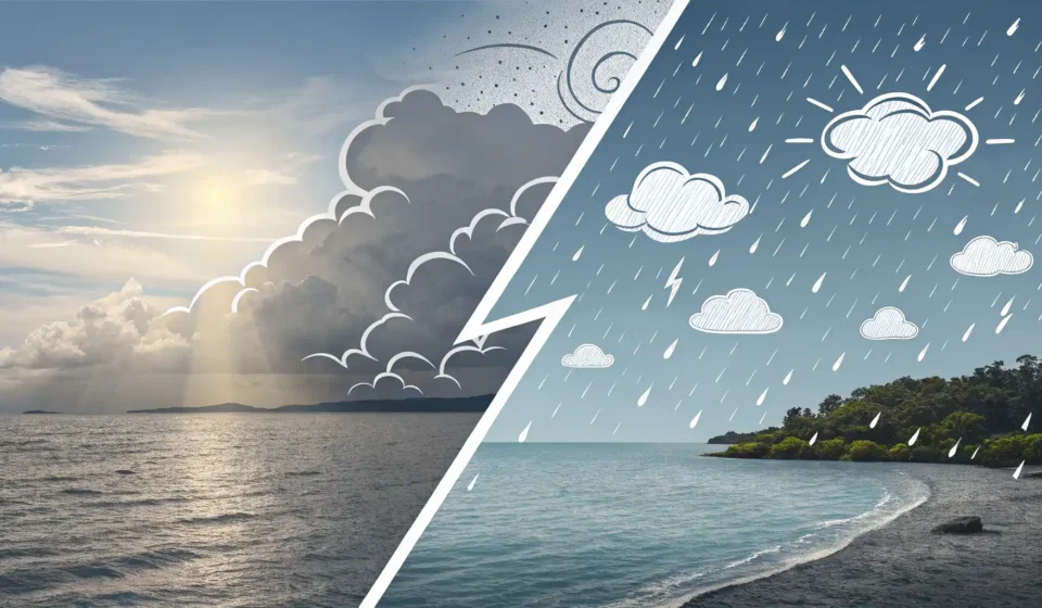 Although와 Even though의 뉘앙스 차이와 강조의 정도를 시각적으로 대비하여 보여주는 이미지