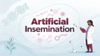 인공수정(Artificial Insemination) 및 관련 영어 표현 학습 블로그 썸네일 이미지. 주요 의학 용어와 문구가 강조되어 있음.