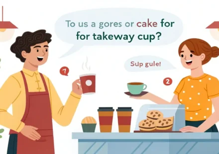 Asking for a takeaway cup at a café [English Conversation] 영어 학습 이미지