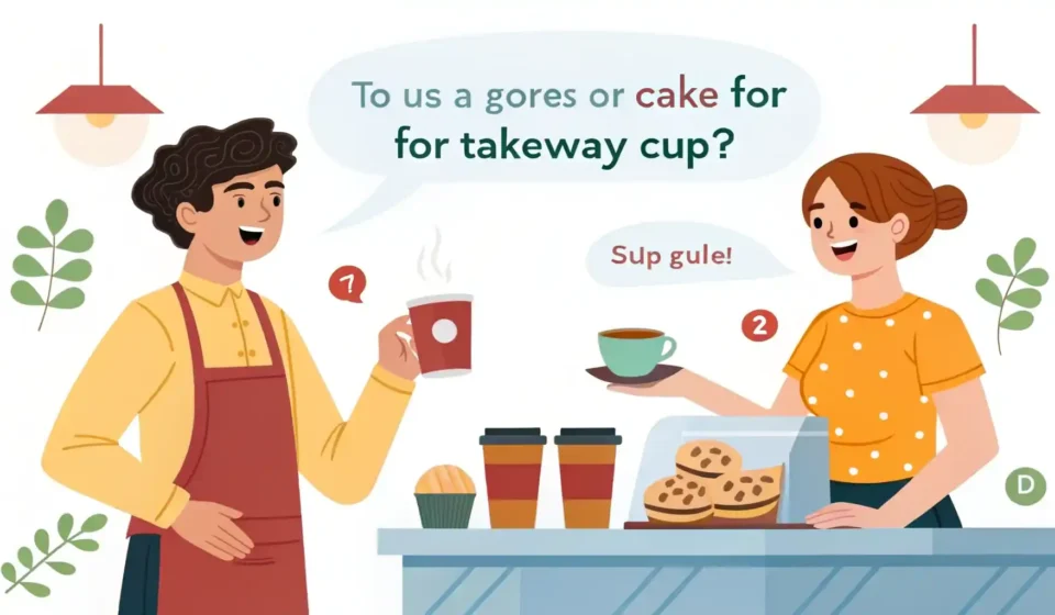 Asking for a takeaway cup at a café [English Conversation] 영어 학습 이미지