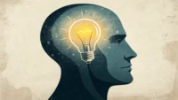 머릿속에서 아이디어나 기억이 떠오르는 것을 상징하는 이미지, 영어 표현 'bear in mind' 학습 관련.