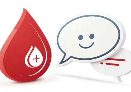 피(Blood) 관련 영어 표현 학습을 상징하는 핏방울과 영어 학습 아이콘 이미지.