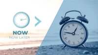 현재 시점(now)을 나타내는 시계 아이콘과 특정 시점(then)을 나타내는 달력 아이콘이 대비되는 이미지