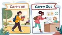 Carry on와 "Carry out"의 차이와 계속 및 수행 표현 영어 학습 이미지