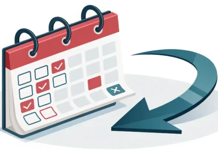 레스토랑 예약 변경 관련 영어 표현을 나타내는 달력과 식기 아이콘