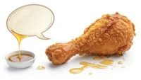 맛있는 치킨 그림과 영어 말하기를 상징하는 말풍선 아이콘, 치킨 관련 영어 표현 배우기