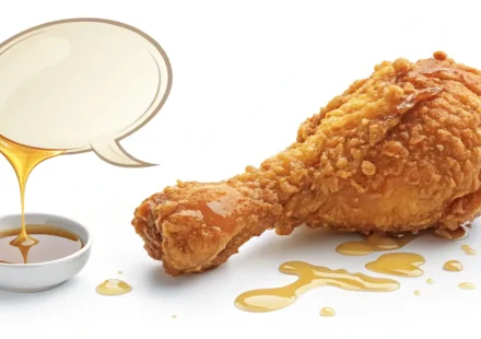 맛있는 치킨 그림과 영어 말하기를 상징하는 말풍선 아이콘, 치킨 관련 영어 표현 배우기